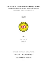 FAKTOR-FAKTOR YANG BERHUBUNGAN DENGAN KEJADIAN PREEKLAMPSIA BERAT PADA IBU HAMIL DI PUSKESMAS CIPARAY DTP KABUPATEN BANDUNG