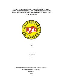 Pengaruh Personality Dan Profesionalisme Kerja Terhadap Penilaian Kinerja Pegawai Biro Kepegawaian Universitas Pendidikan Indonesia (UPI) Bandung