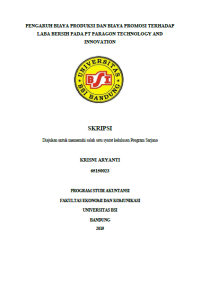 Pengaruh Biaya Produksi dan Biaya Promosi Terhadap Laba Bersih Pada PT Paragon Technology and Innovation