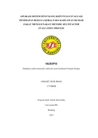 APLIKASI SISTEM PENUNJANG KEPUTUSAN EVALUASI PENERAPAN BUDAYA KERJA PADA KARYAWAN RUMAH ZAKAT MENGGUNAKAN METODE MULTIFACTOR EVALUATION PROCESS