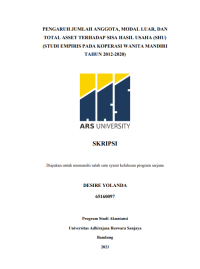 PENGARUH JUMLAH ANGGOTA, MODAL LUAR, DAN 
TOTAL ASSET TERHADAP SISA HASIL USAHA (SHU) 
(STUDI EMPIRIS PADA KOPERASI WANITA MANDIRI 
TAHUN 2012-2020)