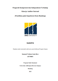 Pengaruh Kompetensi dan Independensi Terhadap 
Kinerja Auditor Internal 
(Penelitian pada Inspektorat Kota Bandung)