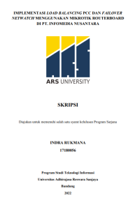 IMPLEMENTASI LOAD BALANCING PCC DAN FAILOVER
NETWATCH MENGGUNAKAN MIKROTIK ROUTERBOARD 
DI PT. INFOMEDIA NUSANTARA