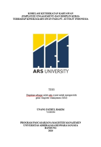 KORELASI KETERIKATAN KARYAWAN (EMPLOYEE ENGAGEMENT) DAN DISIPLIN KERJA TERHADAP KINERJA KARYAWAN PADA PT. AUTOLIV INDONESIA