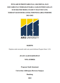 PENGARUH PROFITABILITAS, LIKUIDITAS, DAN SOLVABILITAS TERHADAP HARGA SAHAM PERUSAHAAN SUB SEKTOR MEDIA STASIUN TELEVISI YANG TERDAFTAR DI BURSA EFEK INDONESIA (BEI) PERIODE 2013-2022