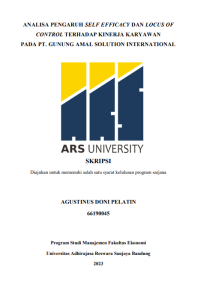 ANALISA PENGARUH SELF EFFICACY DAN LOCUS OF CONTROL TERHADAP KINERJA KARYAWAN PADA PT. GUNUNG AMAL SOLUTION INTERNATIONAL