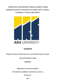 EMPLOYEE ENGAGEMENT SEBAGAI IMPACT DARI KOMPENSASI DAN LINGKUNGAN KERJA DI PT. SURYA SAHABAT UTAMA JARI SAKTI