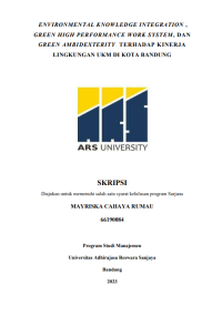 ENVIRONMENTAL KNOWLEDGE INTEGRATION , GREEN HIGH PERFORMANCE WORK SYSTEM, DAN GREEN AMBIDEXTERITY TERHADAP KINERJA LINGKUNGAN UKM DI KOTA BANDUNG