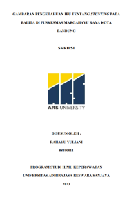 GAMBARAN PENGETAHUAN IBU TENTANG STUNTING PADA BALITA DI PUSKESMAS MARGAHAYU RAYA KOTA BANDUNG