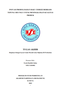 INOVASI PRODUK BAHAN BAKU COOKIES BERBASIS TEPUNG UBI UNGU UNTUK MENINGKATKAN KUALITAS PRODUK