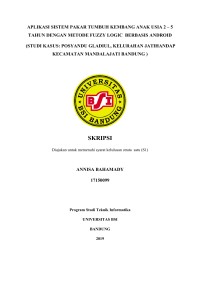 APLIKASI SISTEM PAKAR TUMBUH KEMBANG ANAK USIA 2 – 5 TAHUN DENGAN METODE FUZZY LOGIC  BERBASIS ANDROID (STUDI KASUS: POSYANDU GLADIUL, KELURAHAN JATIHANDAP KECAMATAN MANDALAJATI BANDUNG )