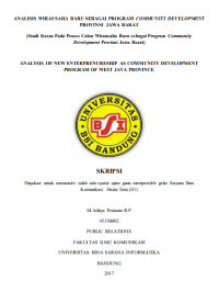 Analisis Wirausaha Baru Sebagai Program Community Development Provinsi Jawa Barat (Studi Kasus pada Proses Calon Wirausaha Baru sebagai Program Community Development Provinsi Jawa Barat)