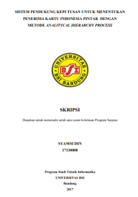 Sistem Pendukung Keputusan Untuk Menentukan Penerima Kartu Indonesia Pintar Dengan Metode Analitycal Hierarchy Process