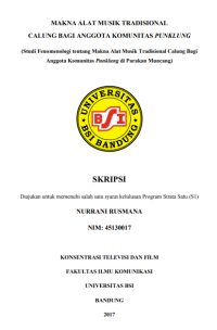 Makna Alat Musik Tradisional Calung Bagi Anggota Komunitas Pungklung (Stui Fenomenologi tentang Makna Alat Musik Tradisional Calung Bagi Anggota Komunitas Pungklung di Parakan Muncang)